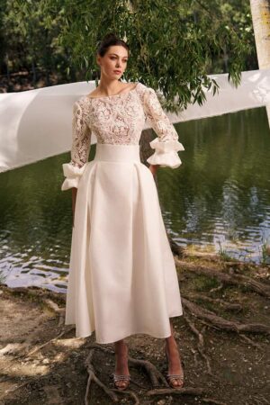 Γυναικείο Ruffle Cuff Lace Σετ-Λευκό