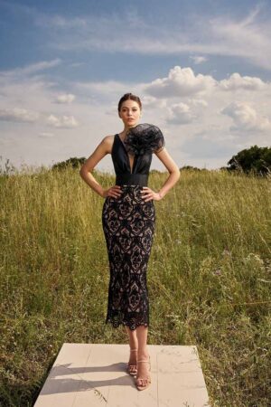 Γυναικείο Midi Φόρεμα Lace Skirt-Μαύρο