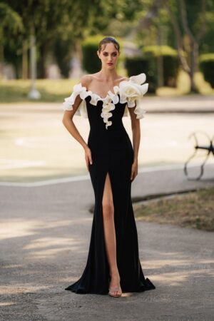 Γυναικείο Floral Detail Gown Φόρεμα-Μαύρο