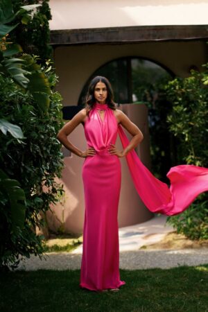 Γυναικείο Maxi Satin Mermaid Φόρεμα-Φουξ