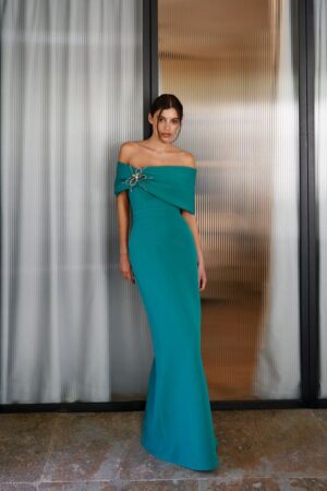 Γυναικείο Maxi Drape Φόρεμα-Τιρκουάζ