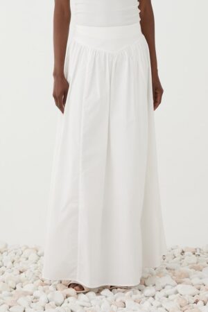 Γυναικεία Poplin Maxi Φούστα-Λευκό
