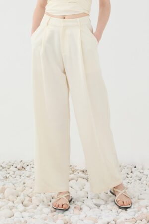 Γυναικείο Pleated Παντελόνι-Εκρού