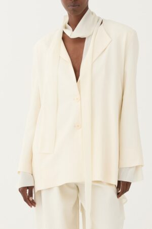 Γυναικείο Tie Scarf Σακάκι-Εκρού