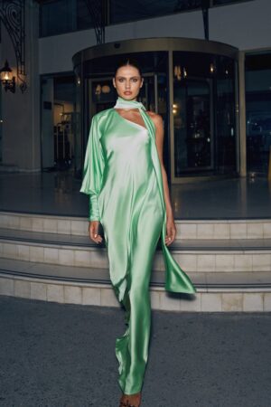 Γυναικείο One Sleeve Maxi Φόρεμα-Lime