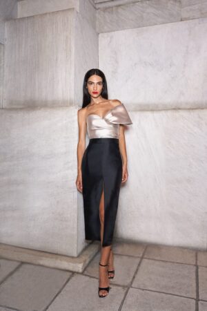 Γυναικείο Midi One Shoulder Bow Φόρεμα-Μαύρο