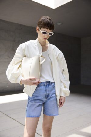 Γυναικείο Bomber Μπουφάν-Λευκό