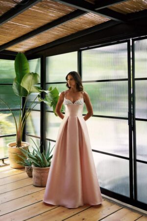 Γυναικείο Heartline Pearls Maxi Φόρεμα-Σομόν