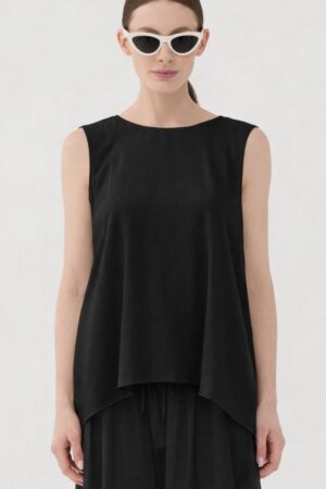 Γυναικεία Open Back Bow Μπλούζα-Μαύρο