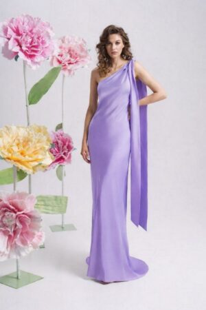 Γυναικείο Maxi Mermaid One Shoulder Φόρεμα-Λιλά