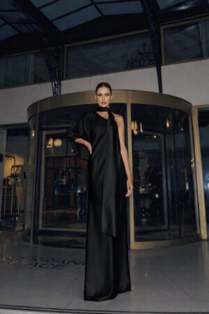 Γυναικείο One Sleeve Maxi Φόρεμα-Μαύρο