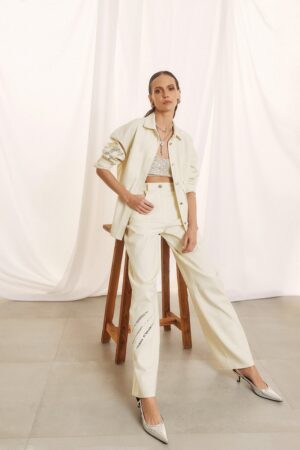 Γυναικείο Glam Detail Παντελόνι-Eκρού