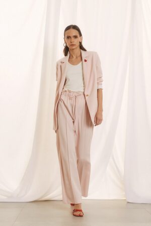 Γυναικεία Drawstring Waist Παντελόνα-Ροζ Παστέλ