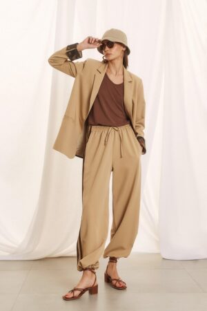 Γυναικείο Tie-Hem Balloon Παντελόνι-Μπεζ