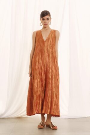 Γυναικεία Pleated Ολόσωμη Φόρμα-Terracotta