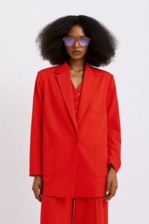 Γυναικείο Oversized Σακάκι-Κόκκινο