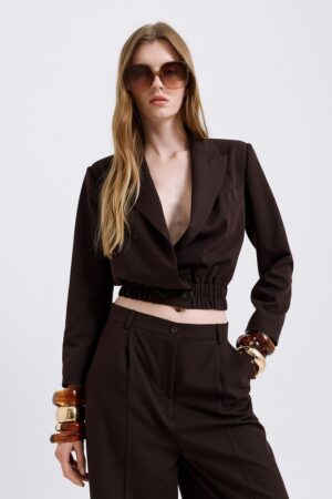 Γυναικείο Lisa Tr Crop Σακάκι-Καφέ