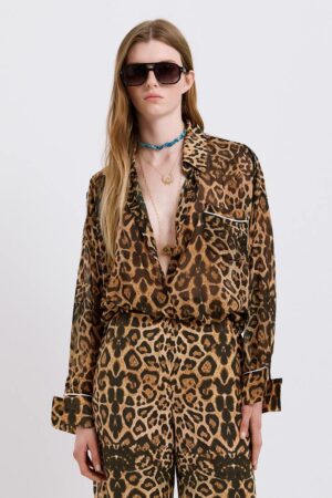 Γυναικείο Oversize Leopard Print With Hem Πουκάμισο-Animal Print