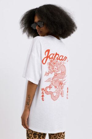 Γυναικείο Red Dragon T-Shirt Oversize-Λευκό