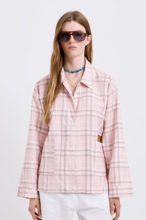 Γυναικείο Plaid Jacket-Καρό Ροζ