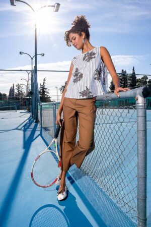 Γυναικείο Cotton Παντελόνι-Καφέ