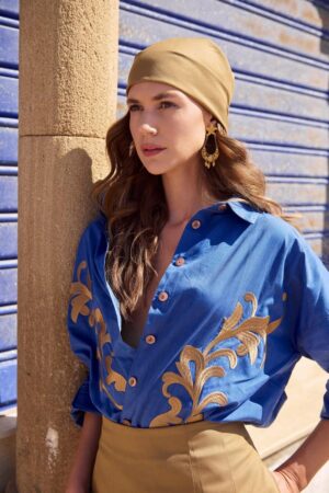 Γυναικείο Brianna Embroidered Πουκάμισο-Mπλε