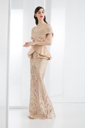 Γυναικεία Luxury Brocade Φούστα-Μπεζ