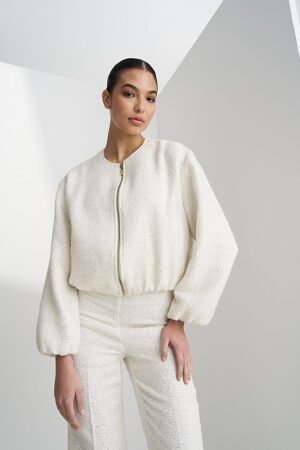 Γυναικείο Bomber Brokar with Glam Jacket-Εκρού