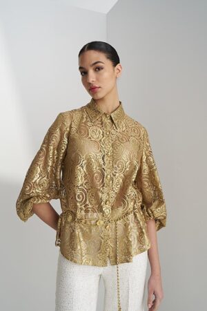 Γυναικείο Golden Lace Πουκάμισο-Χρυσό
