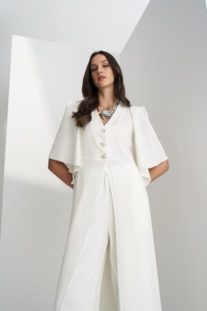 Γυναικεία Glam Button Τουνίκ-Λευκό