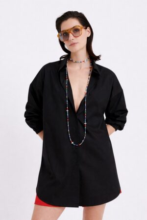 Γυναικείο Cotton With Elastic Cuffs Πουκάμισο-Μαύρο