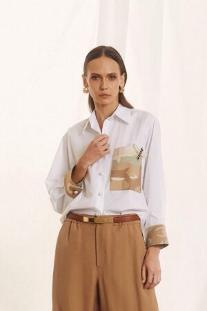 Γυναικείο Army Pocket Πουκάμισο-Λευκό
