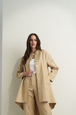 Γυναικείο Glam Shoulder Detail Πανωφόρι-Μπεζ