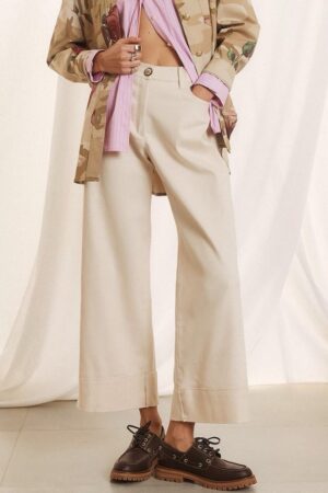 Γυναικεία Crop Παντελόνα-Μπεζ