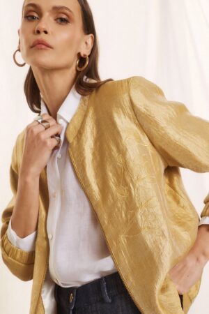 Γυναικείο Floral Bomber Jacket-Χρυσό