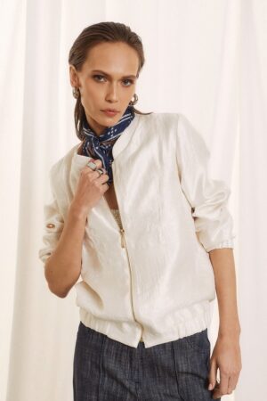 Γυναικείο Floral Bomber Jacket-Εκρού