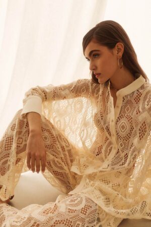 Γυναικείο Lace Πουκάμισο-Εκρού