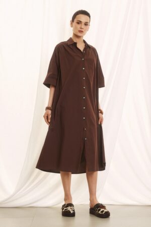 Γυναικείο Loose Fit Φόρεμα-Καφέ