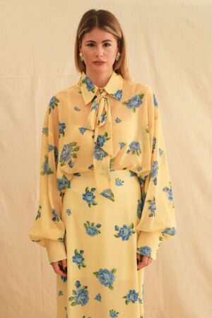 Γυναικείο Daphne Oversized Πουκάμισο-Floral Κίτρινο