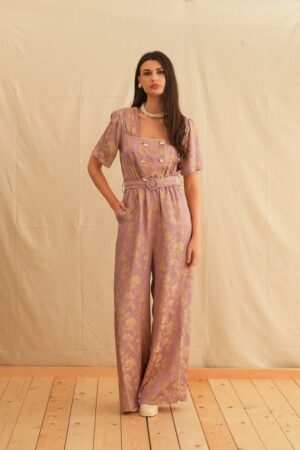 Γυναικεία Melissa Jacquard Ολόσωμη Φόρμα-Λιλά