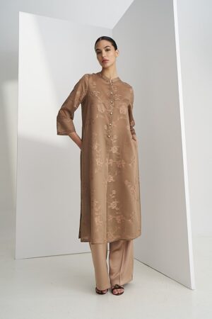 Γυναικεία Japaneese Πουκαμίσα Τουνίκ-Καφέ