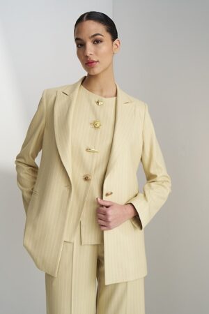 Γυναικείο Stripped Σακάκι-Μπεζ