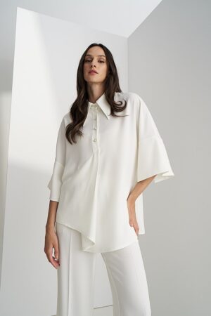 Γυναικεία Perla Button Μπλούζα-Λευκό