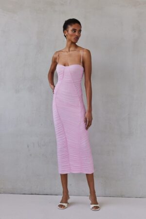 Γυναικείο Midi Lilian Φόρεμα-Baby Pink