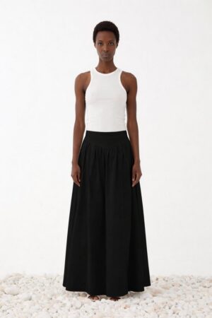 Γυναικεία Poplin Maxi Φούστα-Μαύρο