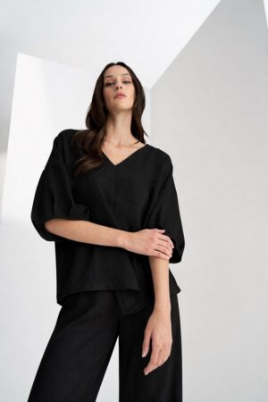 Γυναικεία Halter Neck Top Μπλούζα-Μαύρο