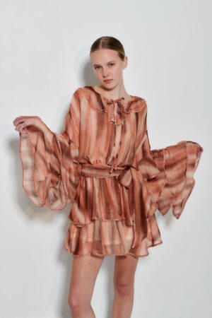 Γυναικείο Mini Dafni Φόρεμα-Terracotta-Beige