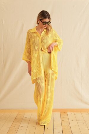Γυναικείο Lemon Knit Παντελόνι-Κίτρινο