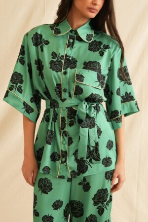 Γυναικείο Black Juliet Short Sleeve Πουκάμισο-Πράσινο