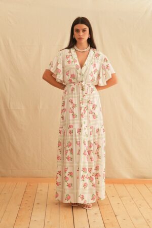 Γυναικείο Pink Rose Maxi Φόρεμα-Floral
